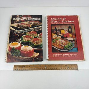Vtg 70s Cookbooks Hardcover Microwave Miracles Paperback Quick Dishes Eco‎ Teach